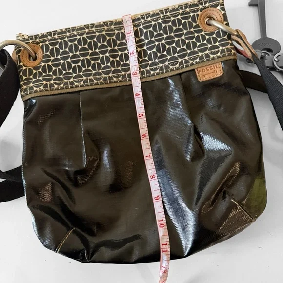 Fossil Key Per Crossbody Bag Coated Canvas Black  VTG Y2K Boho - Picture 6 of 7